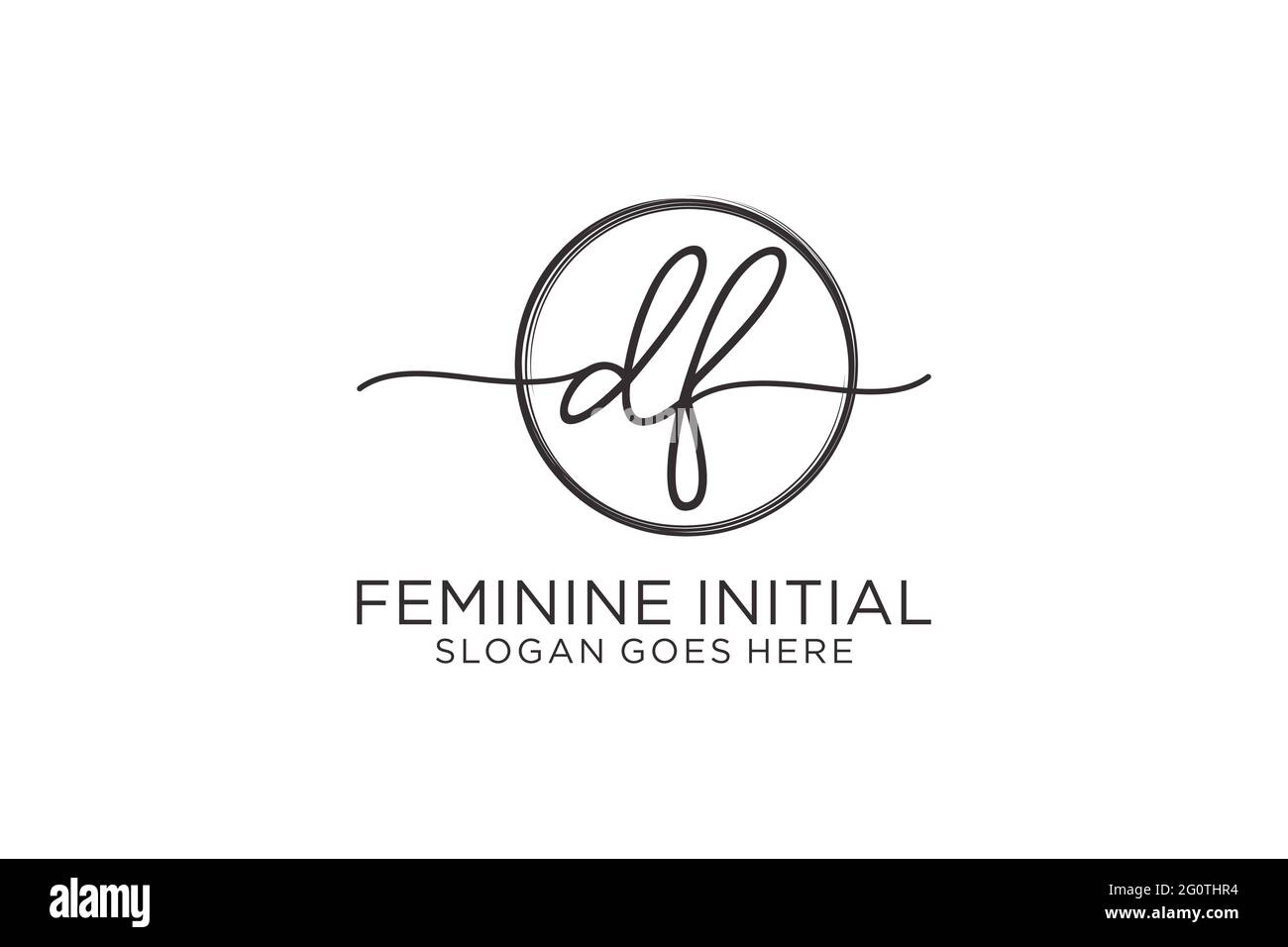 DF Handschrift Logo mit Kreis Vorlage Vektor-Logo der ersten Unterschrift, Hochzeit, Mode, Blumen und botanische mit kreativen Vorlage. Stock Vektor