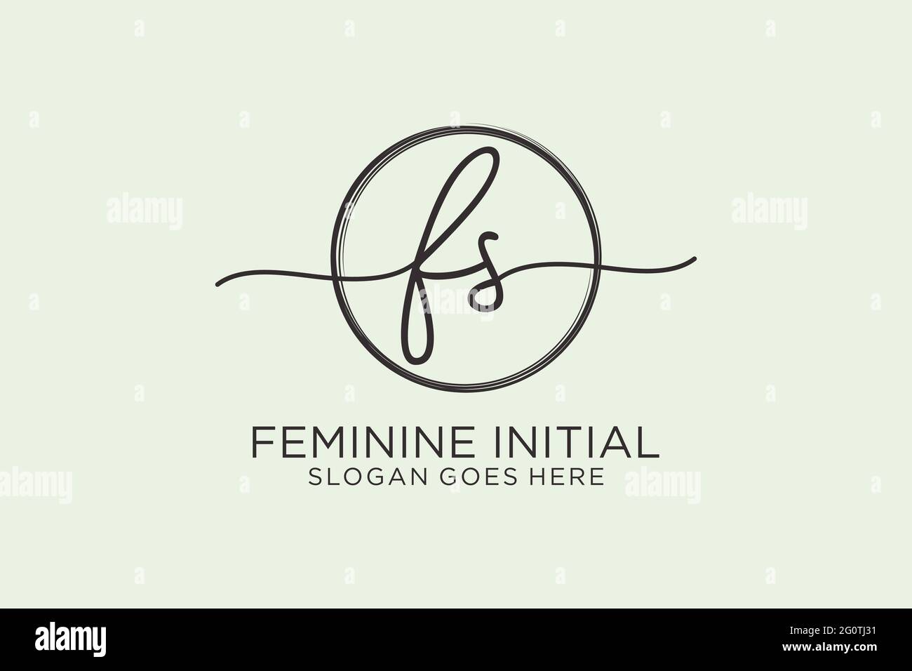 FS Handschrift-Logo mit Kreis Vorlage Vektor-Logo der ersten Unterschrift, Hochzeit, Mode, Blumen und botanische mit kreativen Vorlage. Stock Vektor