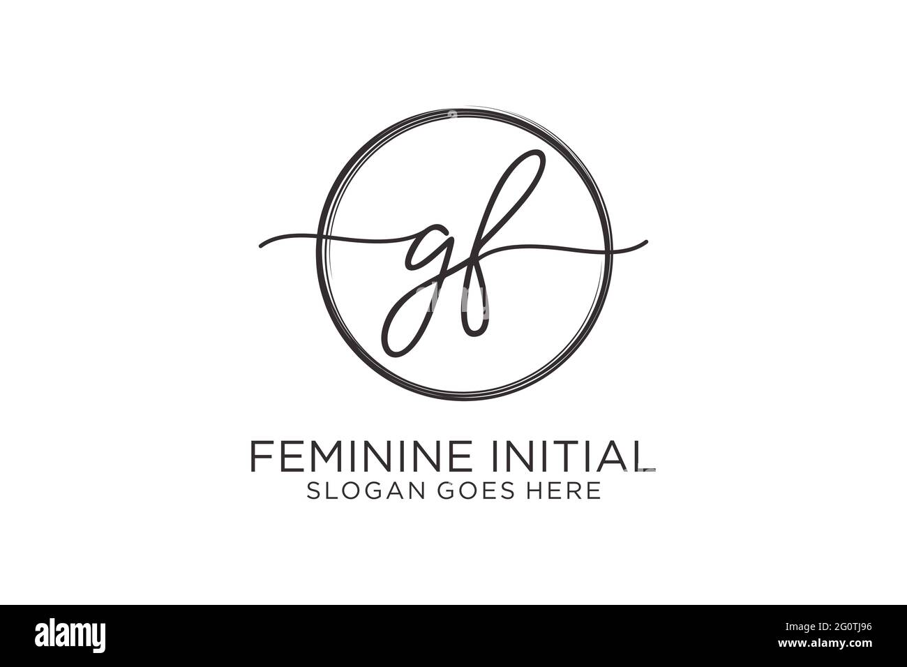 GF Handschrift Logo mit Kreis Vorlage Vektor-Logo der ersten Unterschrift, Hochzeit, Mode, Blumen und botanische mit kreativen Vorlage. Stock Vektor
