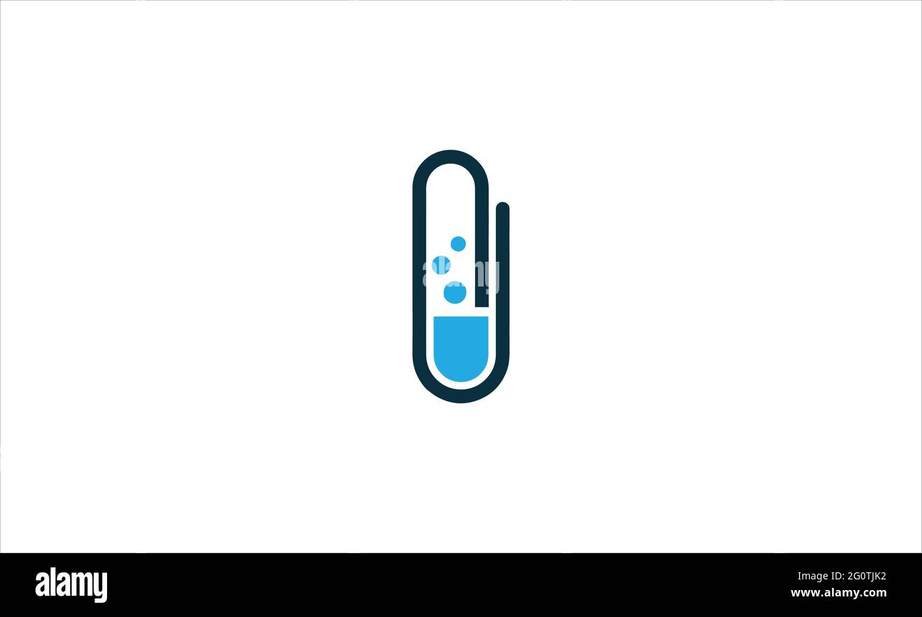 Lab Paper Clip Office mit Bubbles Icon Logo Design Vektorgrafik Stock Vektor