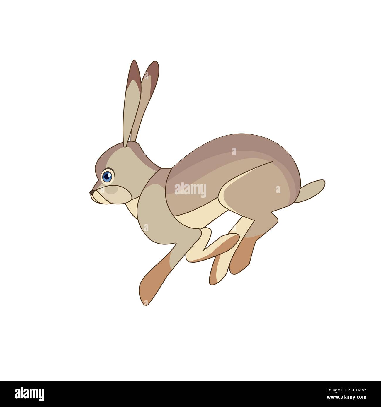 Laufendem Hasen. Szene aus der Wildnis. Cartoon Charakter Vektor flache Illustration isoliert auf einem weißen Hintergrund Stock Vektor