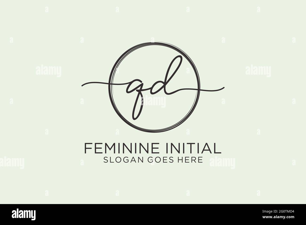 QD-Handschrift-Logo mit Kreis Vorlage Vektor-Logo der ersten Unterschrift, Hochzeit, Mode, Blumen und botanischen mit kreativen Vorlage. Stock Vektor