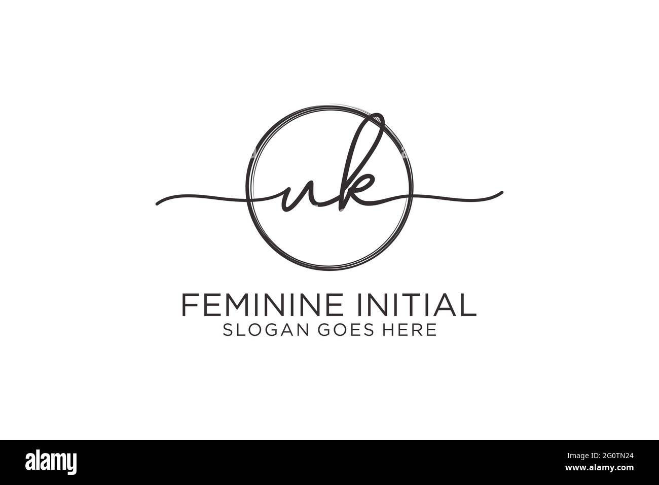 UK Handschrift-Logo mit Kreis Vorlage Vektor-Logo der ersten Unterschrift, Hochzeit, Mode, Blumen und botanische mit kreativen Vorlage. Stock Vektor