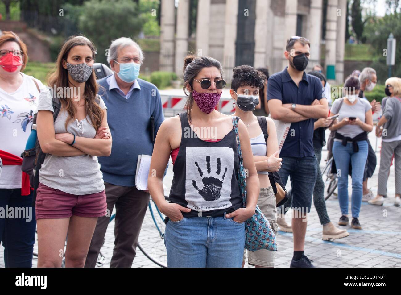 Rom, Italien. Juni 2021. (6/2/2021) Demonstration in Rom auf der Piazza della Bocca della Verità, organisiert von Aktivisten der Bewegung Black Lives Matter Rome. (Foto: Matteo Nardone/Pacific Press/Sipa USA) Quelle: SIPA USA/Alamy Live News Stockfoto