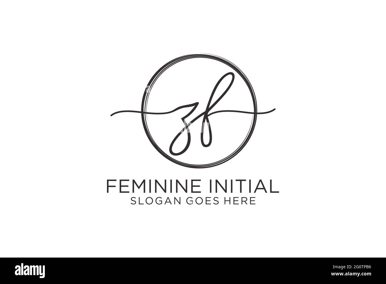 ZF-Handschrift-Logo mit Kreis Vorlage Vektor-Logo der ersten Unterschrift, Hochzeit, Mode, Blumen und botanische mit kreativen Vorlage. Stock Vektor