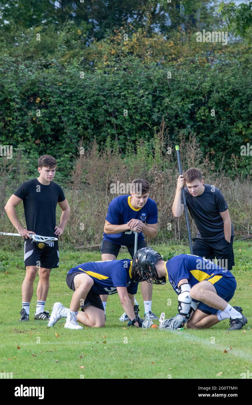 Lacrosse Training für die University of East Anglia zu Beginn eines neuen akademischen Jahres Stockfoto