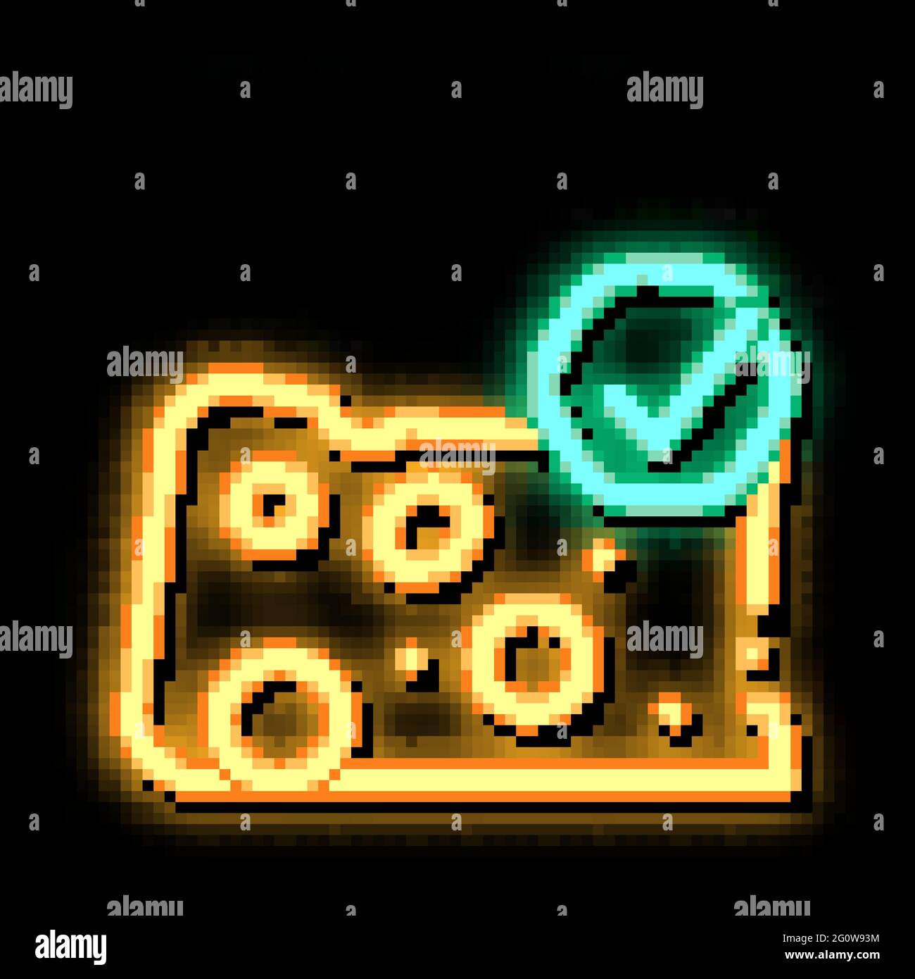 Käsestück mit Leuchtsymbol in Neonfarben Stock Vektor