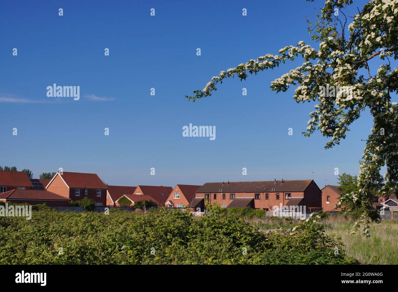 Neubau auf dem Land am Stadtrand Stockfoto