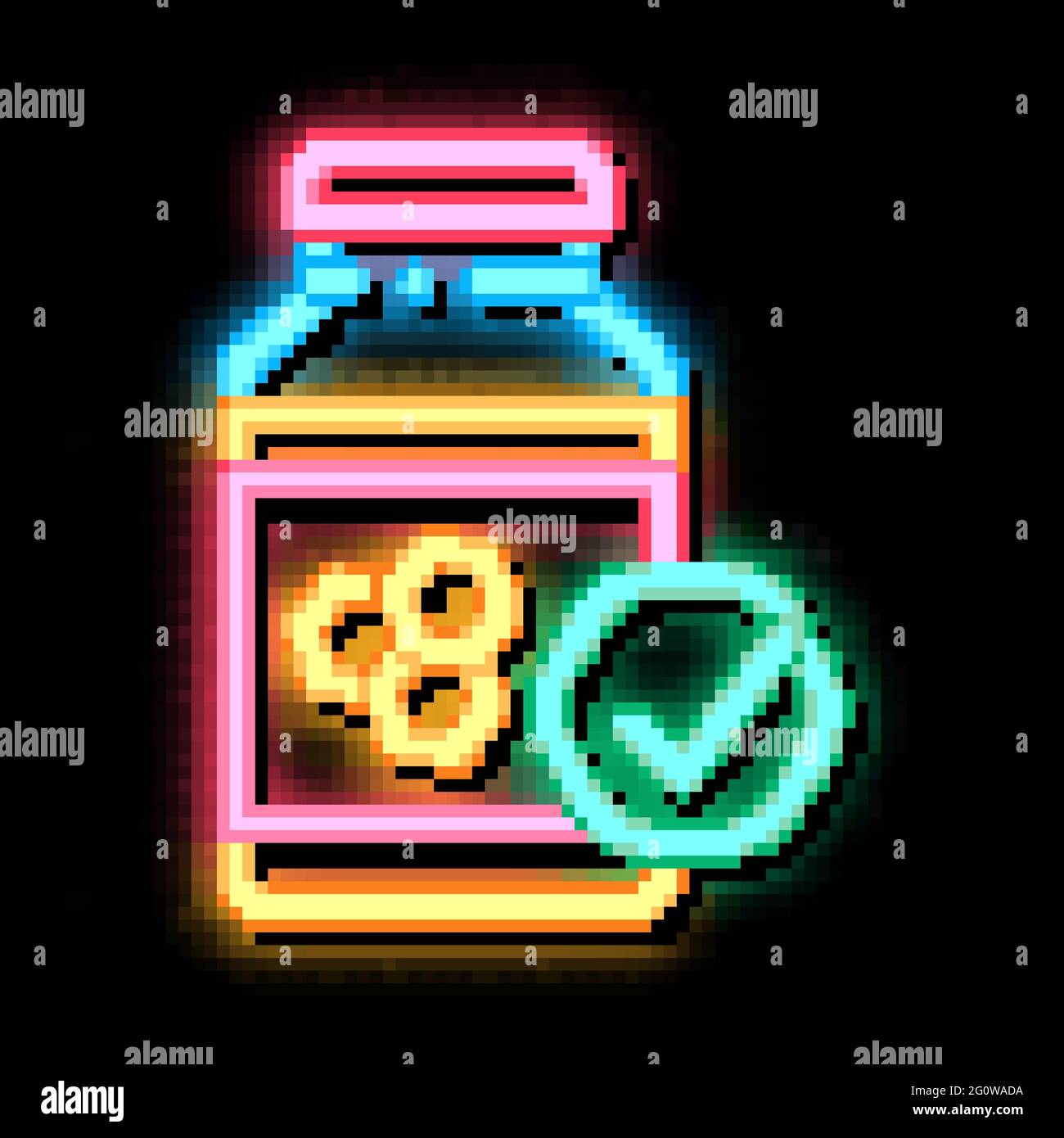 Honigflasche mit Leuchtsymbol in Neonfarben Stock Vektor