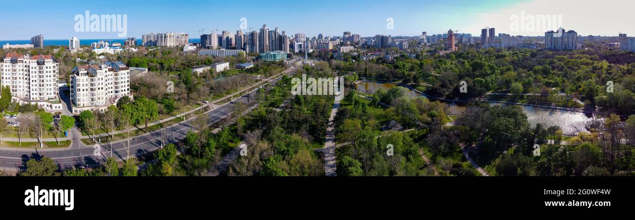 odessa ukraine Victory Park Drohne Panoramablick Stockfoto