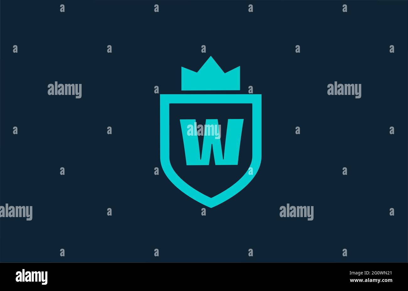 W blaues Schild Alphabet Logo-Symbol für Unternehmen mit Brief. Kreatives Design für Unternehmen und Unternehmen mit Königskrone Stockfoto