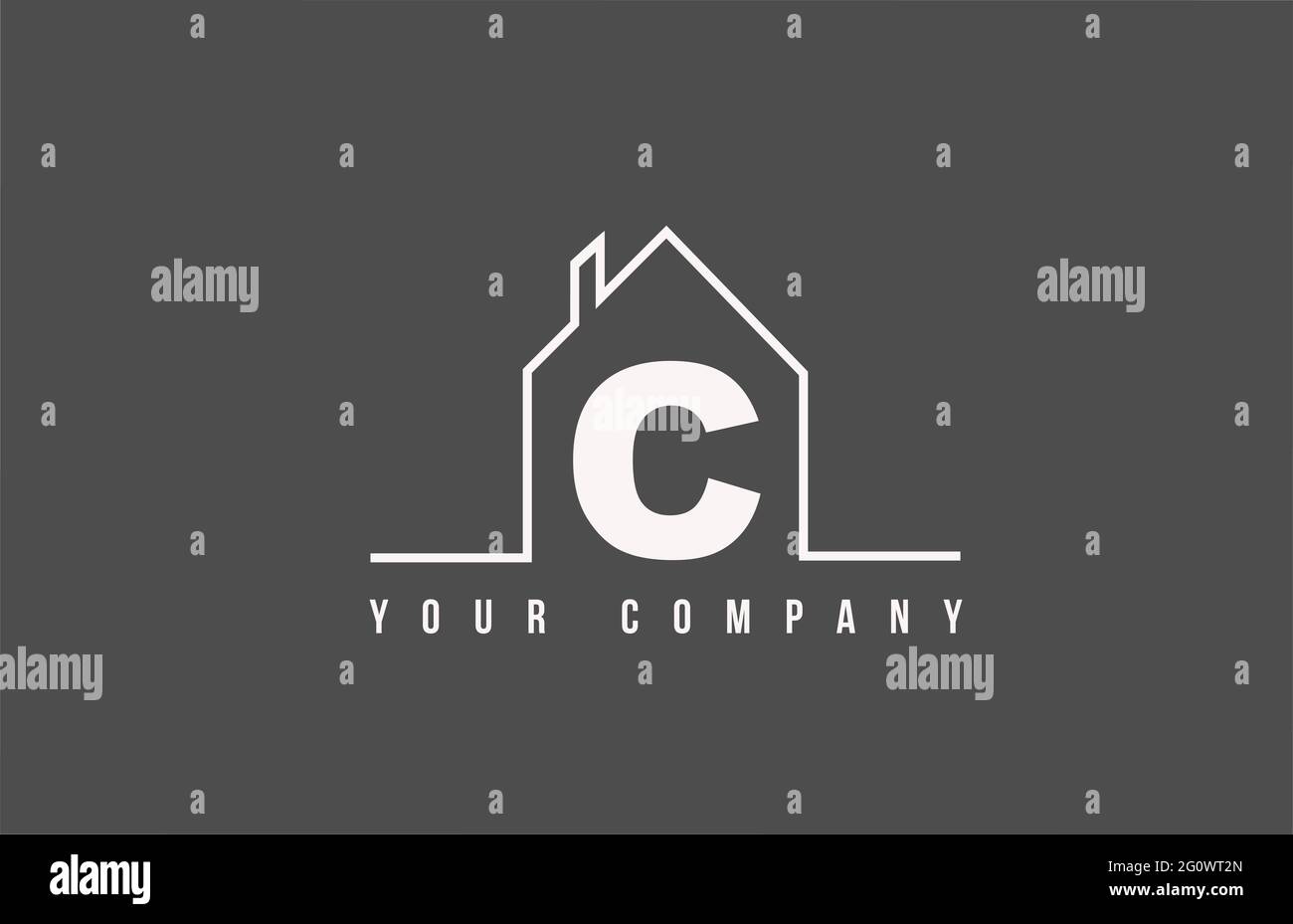 C Alphabet Buchstabe Logo Symbol eines Hauses. Immobilien-Haus-Design für Unternehmens-und Geschäftsidentität mit Linie Stockfoto