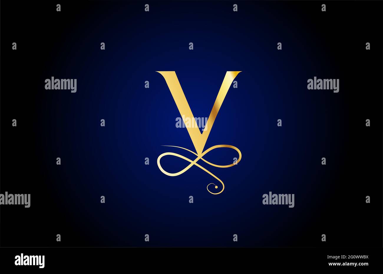 golden V Elegantes Monogramm Alphabet Buchstaben Logo Icon Design. Vintage Corporate Brading für Luxusprodukte und Unternehmen Stockfoto