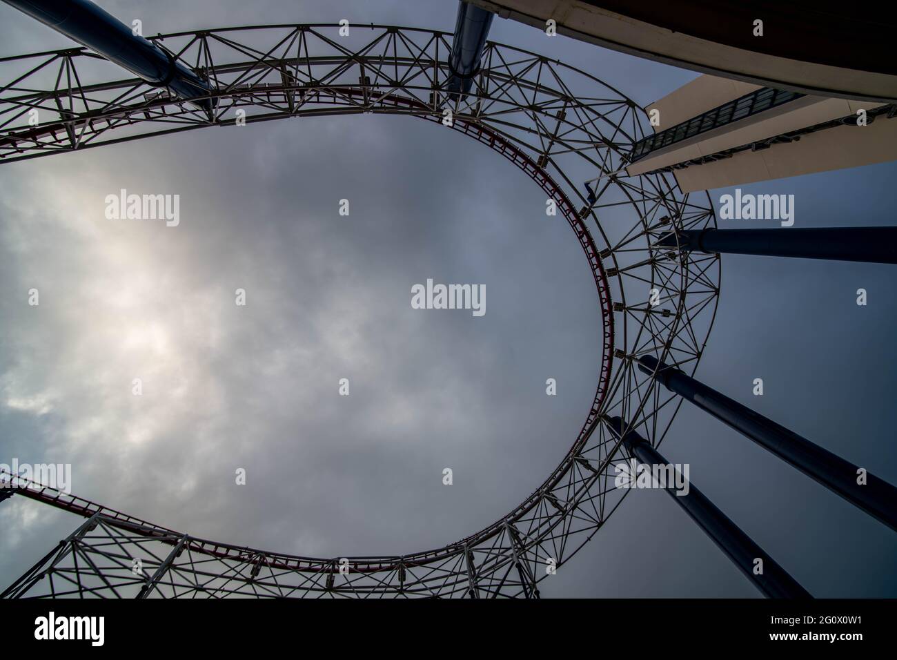 Künstlerische Fotos von Rides Revolution und The Big One am Pleasure Beach Blackpool Stockfoto