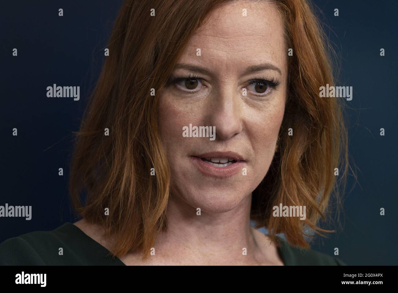 Washington, Usa. Juni 2021. Jen Psaki, die Pressesprecherin des Weißen Hauses, hält am Donnerstag, den 3. Juni 2021, im Weißen Haus in Washington, DC, eine Pressekonferenz. Foto von Chris Kleponis/UPI Kredit: UPI/Alamy Live News Stockfoto