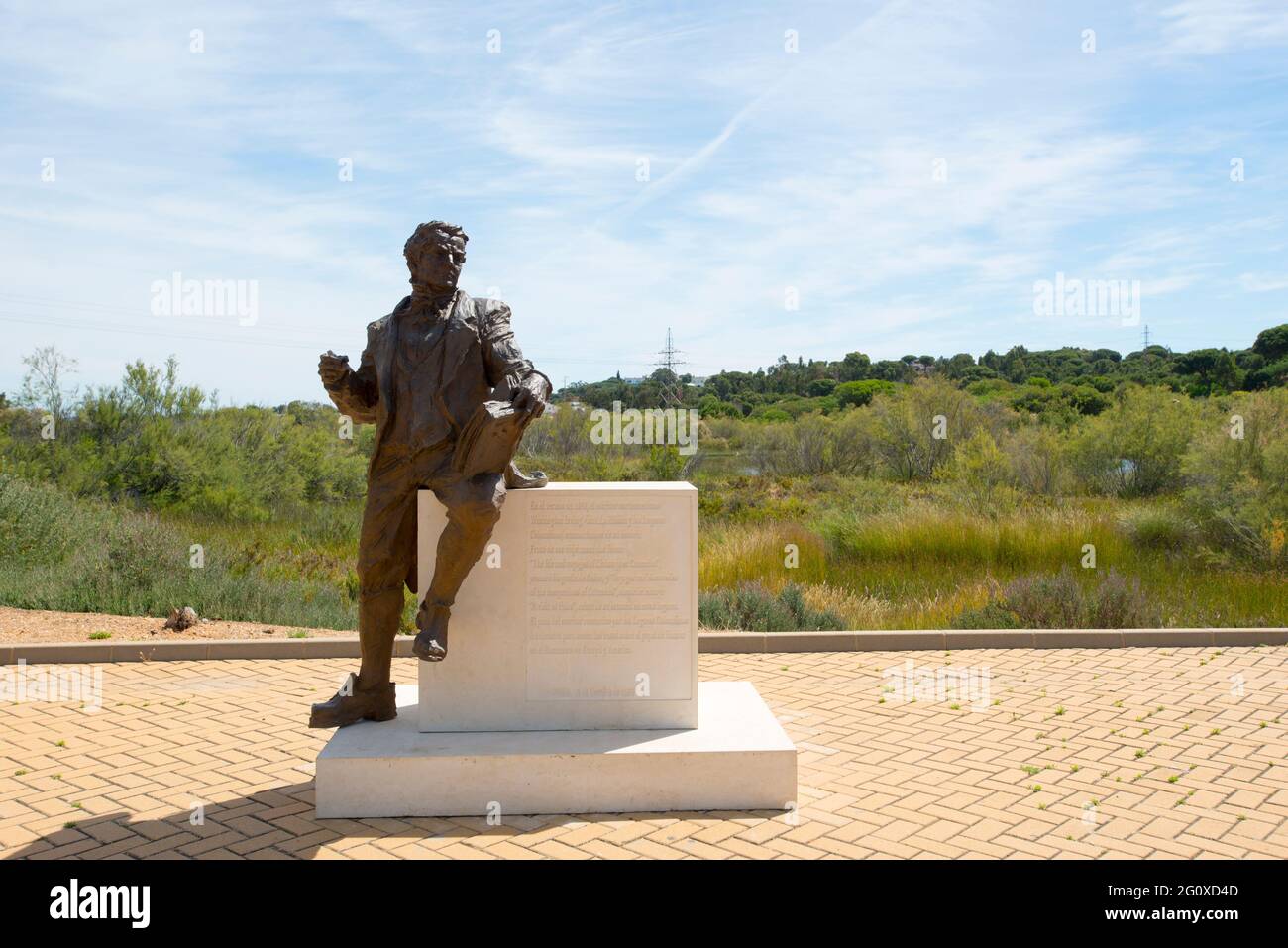 Statue von Washington Irving in La Rabida, Huelva Stockfoto