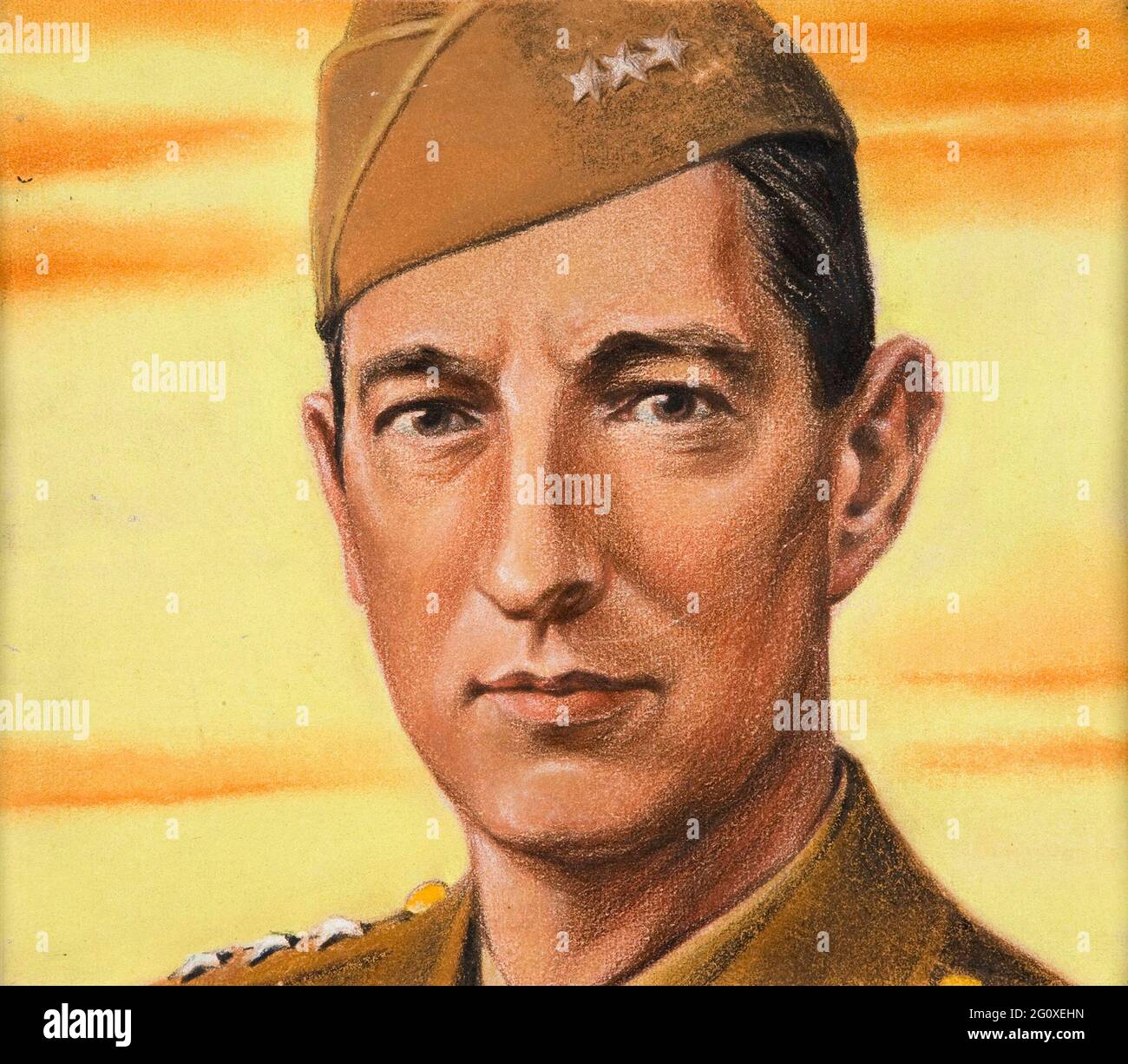 Ein Porträt von General Mark Clark, gezeichnet für das britische Informationsministerium vom österreichischen Künstler William Timym Stockfoto