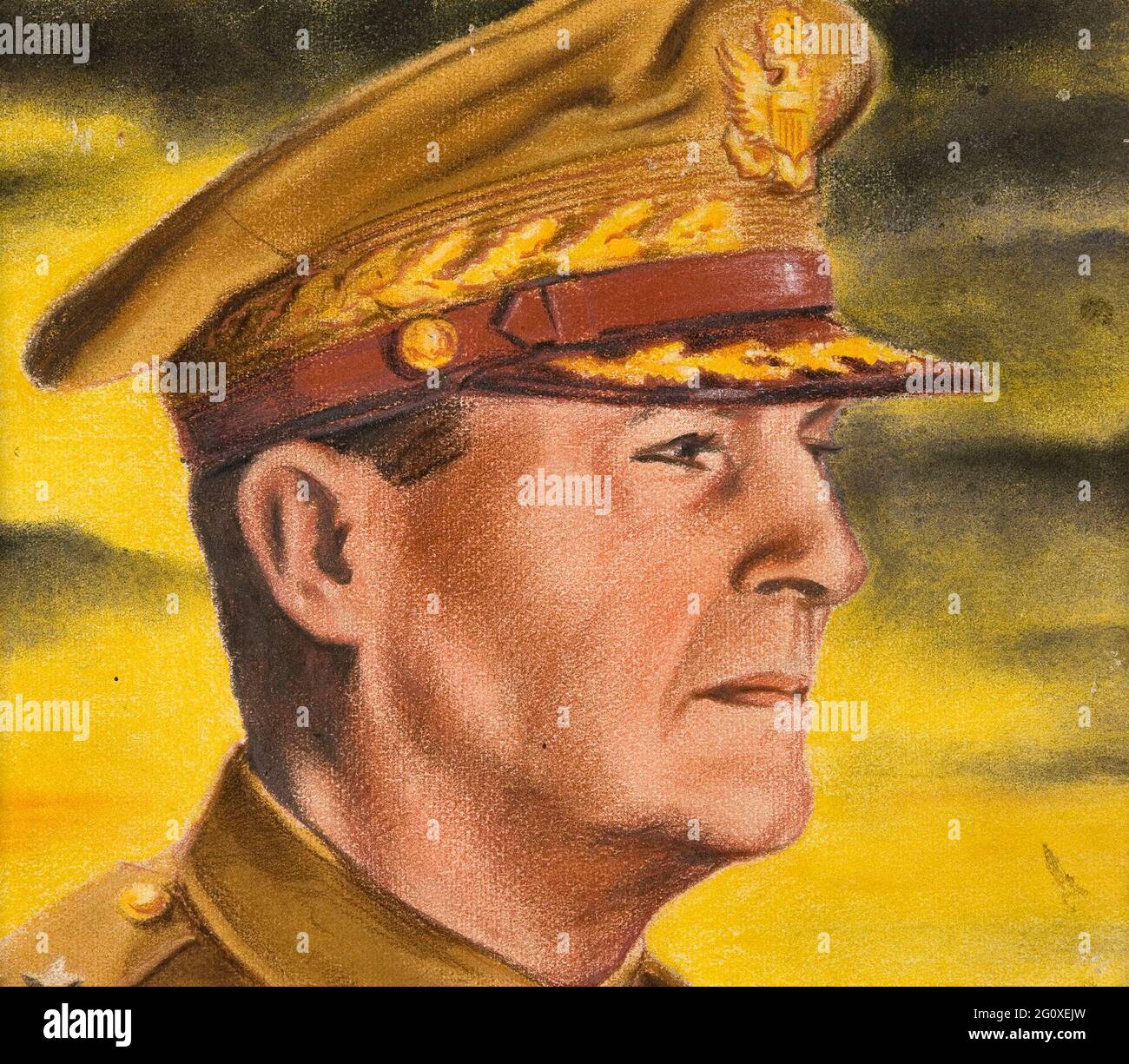 Ein Porträt von General MacArthur, gezeichnet für das britische Informationsministerium vom österreichischen Künstler William Timym Stockfoto