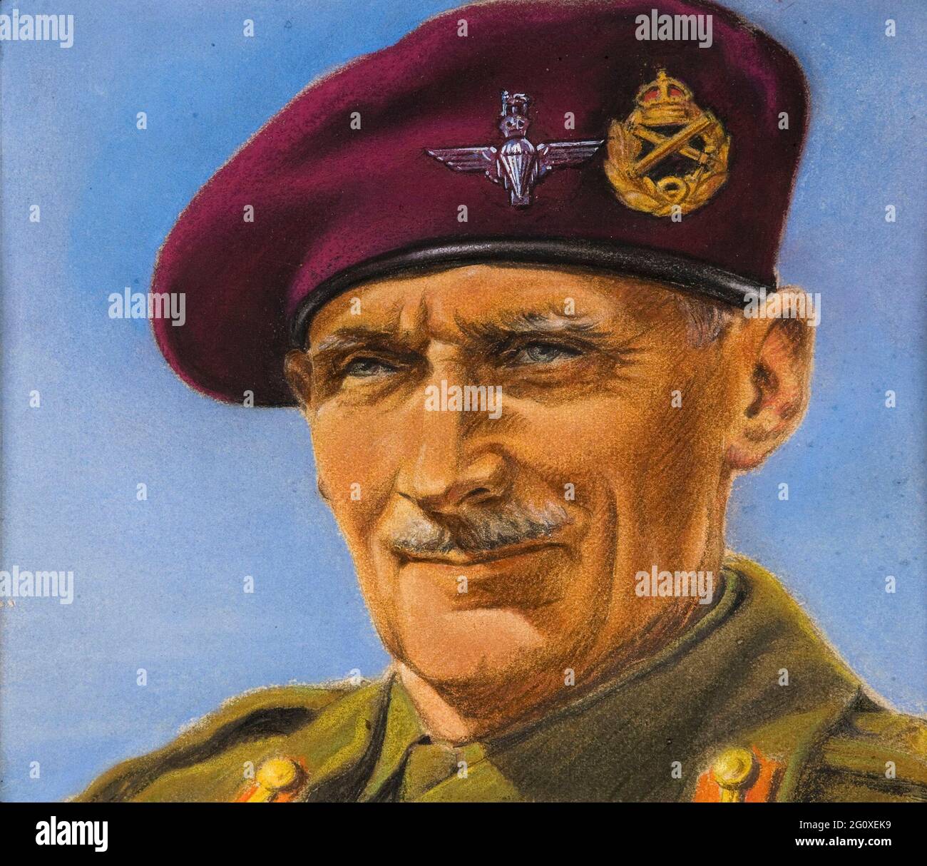 Ein Porträt von Bernard Montgomery, gezeichnet für das britische Informationsministerium vom österreichischen Künstler William Timym Stockfoto