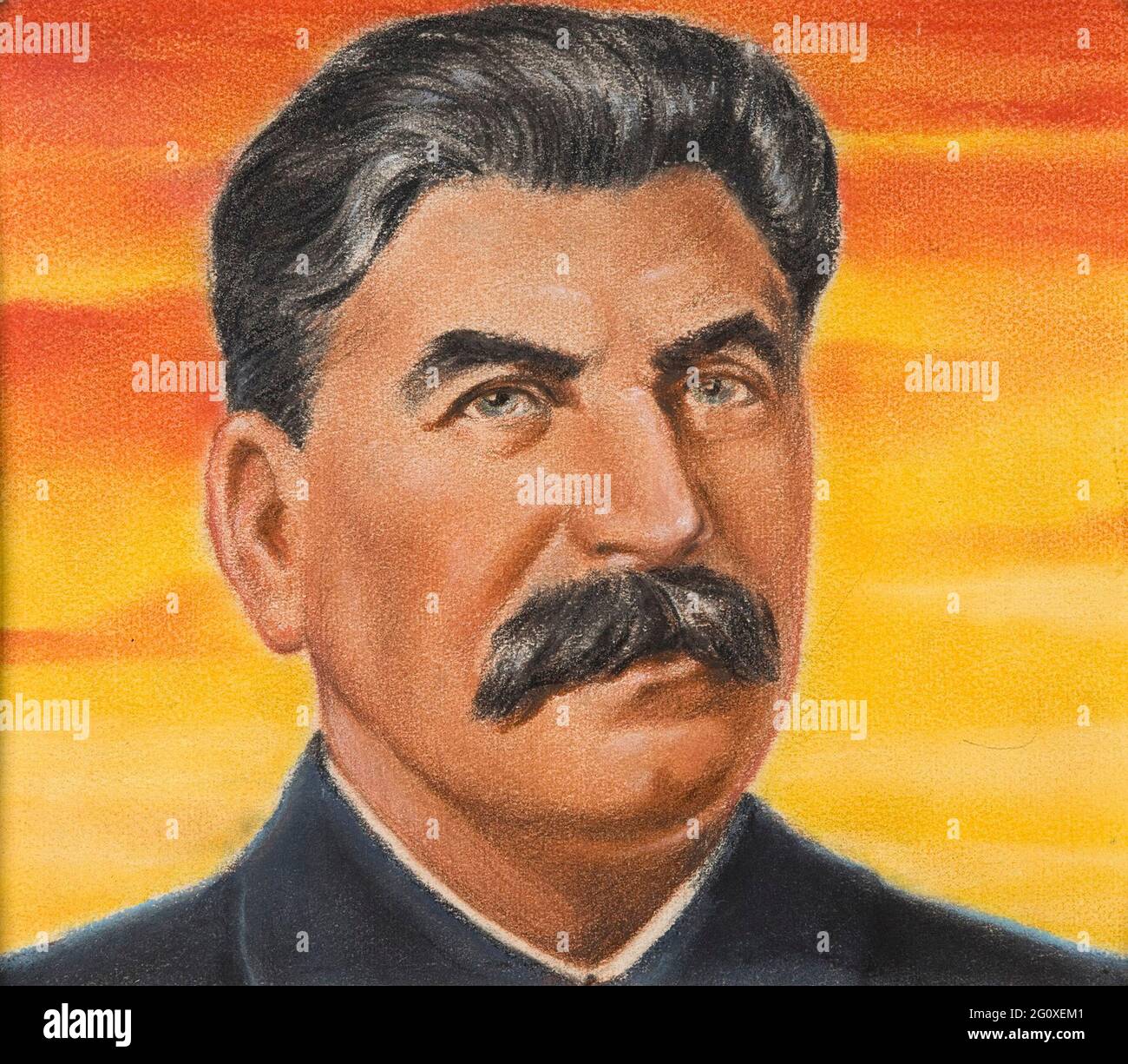 Ein Porträt von Josef Stalin, gezeichnet für das britische Informationsministerium vom österreichischen Künstler William Timym Stockfoto