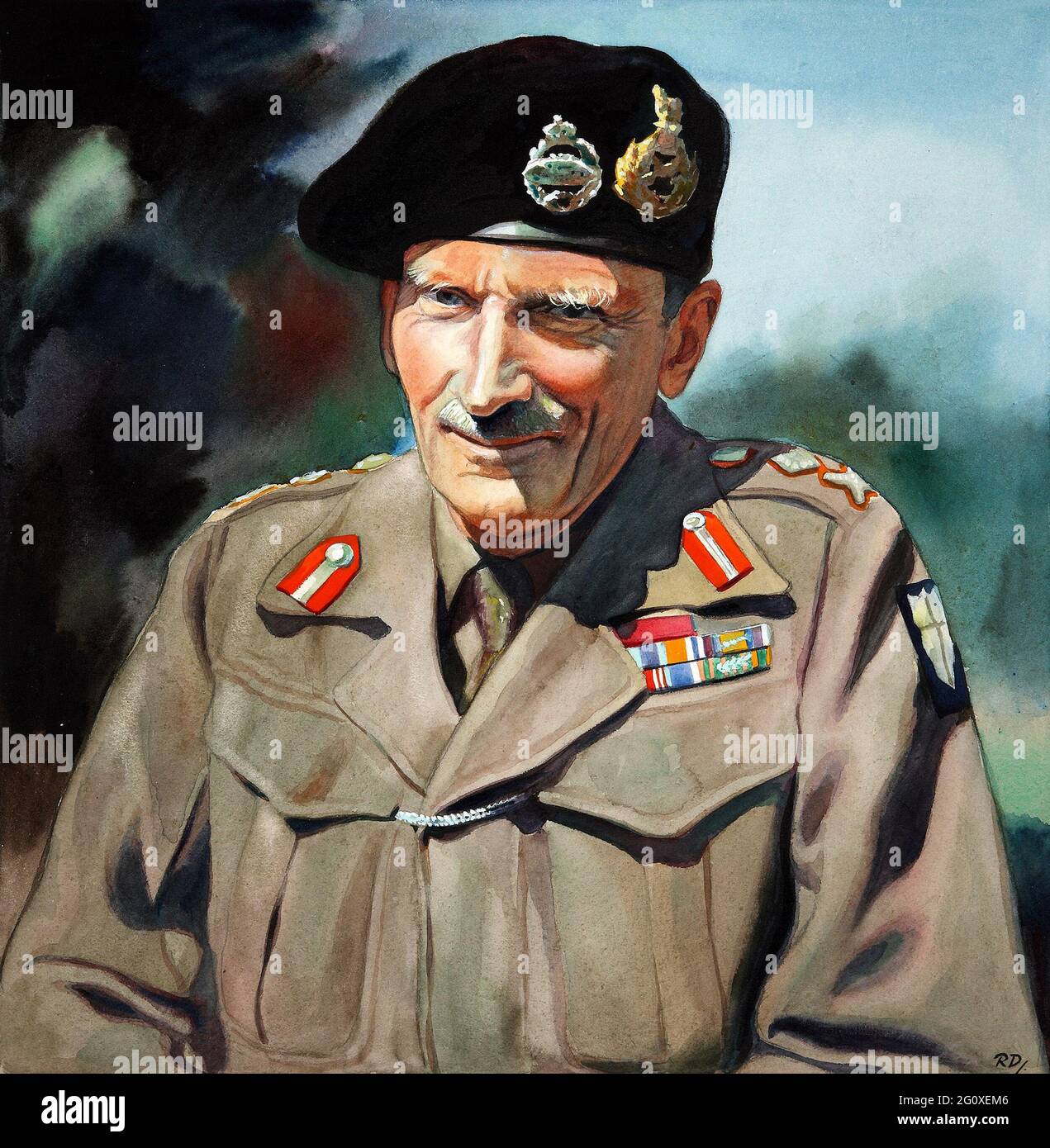 Ein Porträt von Bernard Montgomery aus der Kriegszeit Stockfoto