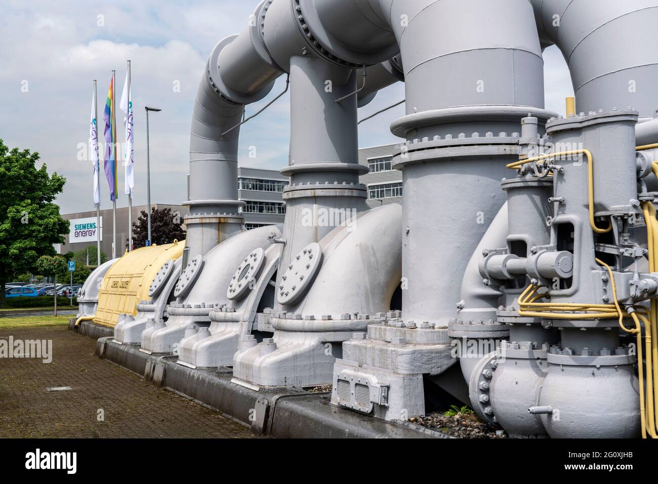 Siemens Energy Produktionsstandort in Müllheim an der Ruhr, Turbosatz Schelle, 60 Megawatt Turbine aus 1934, NRW, Deutschland Stockfoto