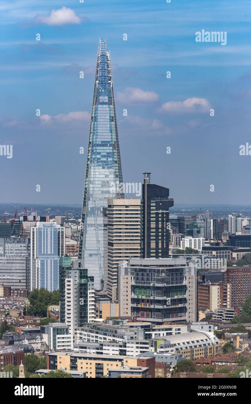 Gesamtansicht des Shard and Guy's Hospital in South London Stockfoto