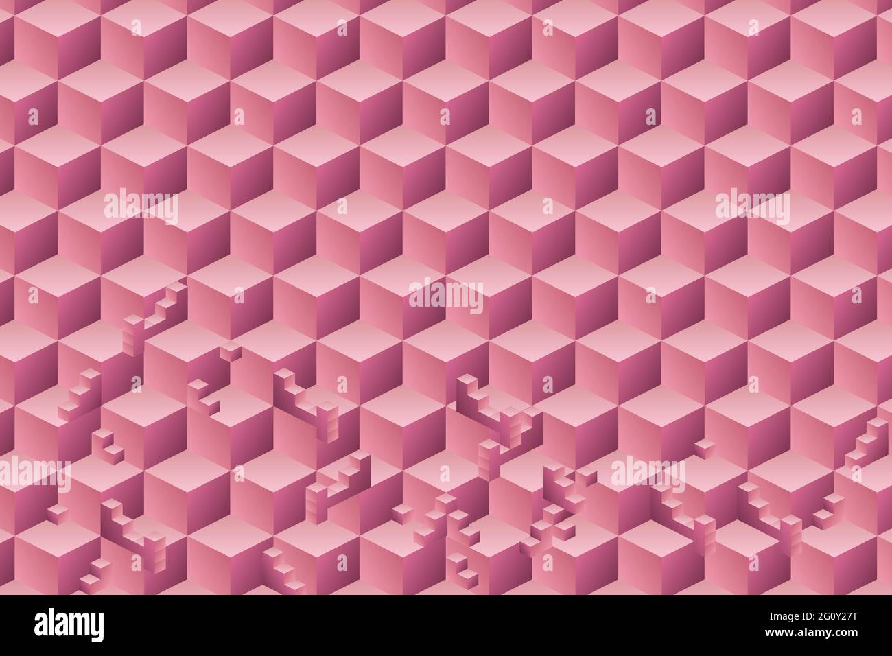 Abstraktes geometrisches Muster mit quadratischer Form 3d Würfel rosa Farbe Hintergrund. Vektorgrafik.EPS10 Stock Vektor