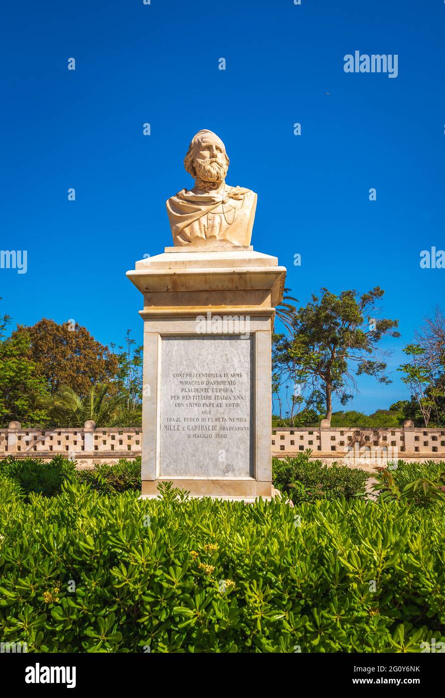 Statue von Giuseppe Garibaldi in Marsala, Trapani, Sizilien, Italien, Europa Stockfoto