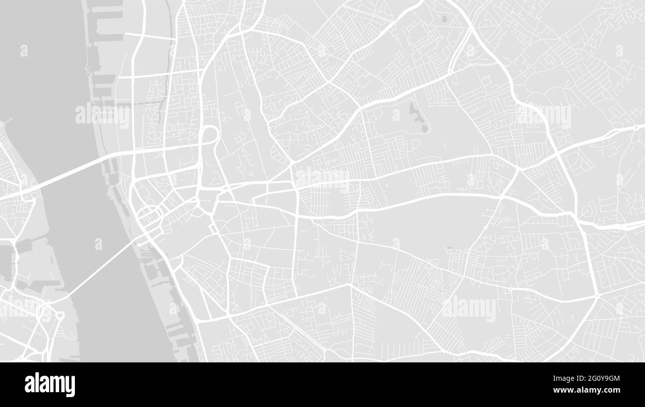 Hellgrau und weiß Liverpool Stadtgebiet Vektor Hintergrundkarte, Straßen und Wasserkartographie Illustration. Breitbild-Anteil, digitales flaches Design Stock Vektor