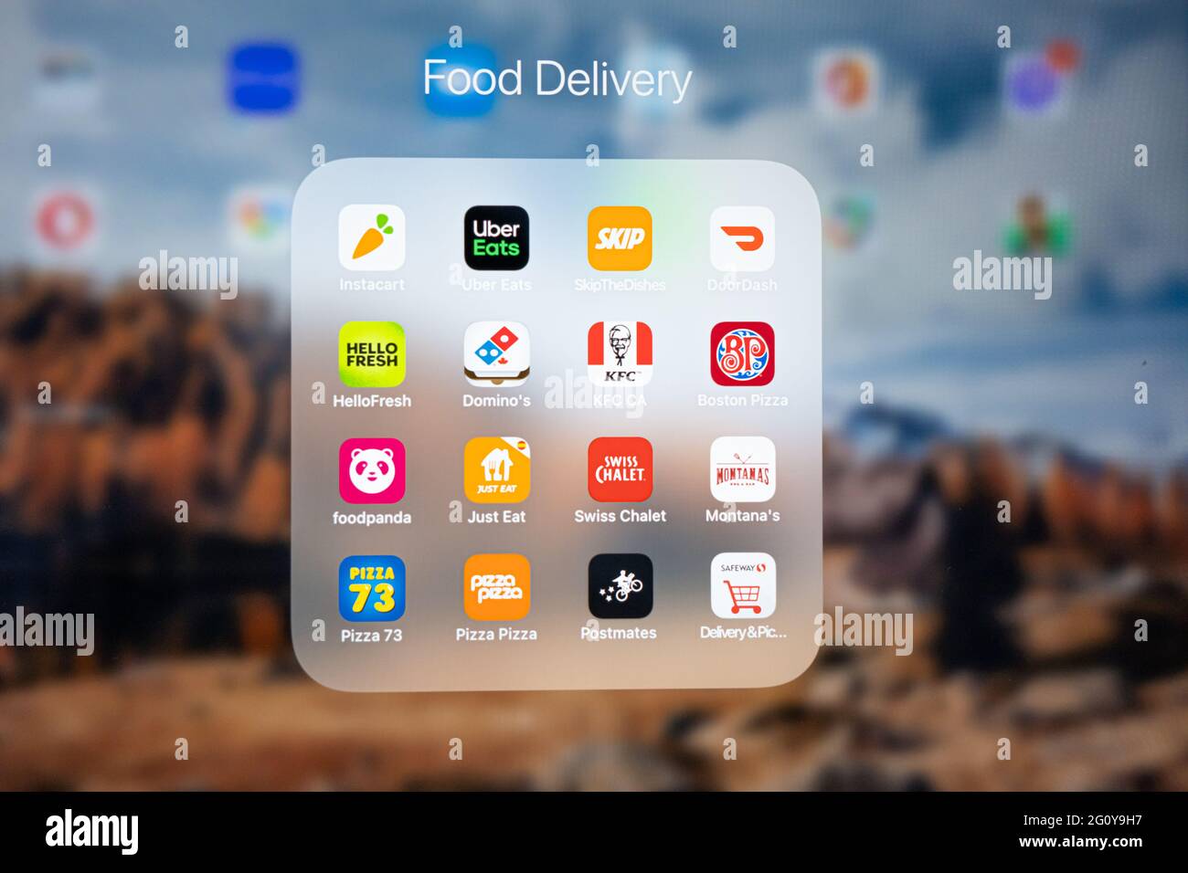 Juni 3 2021 - Calgary Alberta Kanada - Food Delivery App auf einem Apple iPad Stockfoto