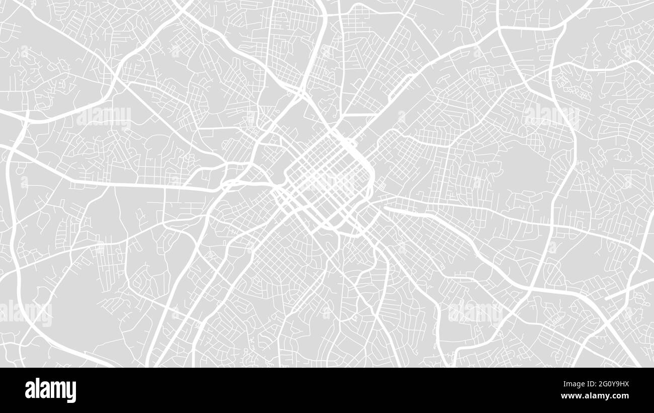 Hellgrau und weiß Charlotte Stadtgebiet Vektor Hintergrundkarte, Straßen und Wasser Kartographie Illustration. Breitbild-Anteil, digitales flaches Design Stock Vektor