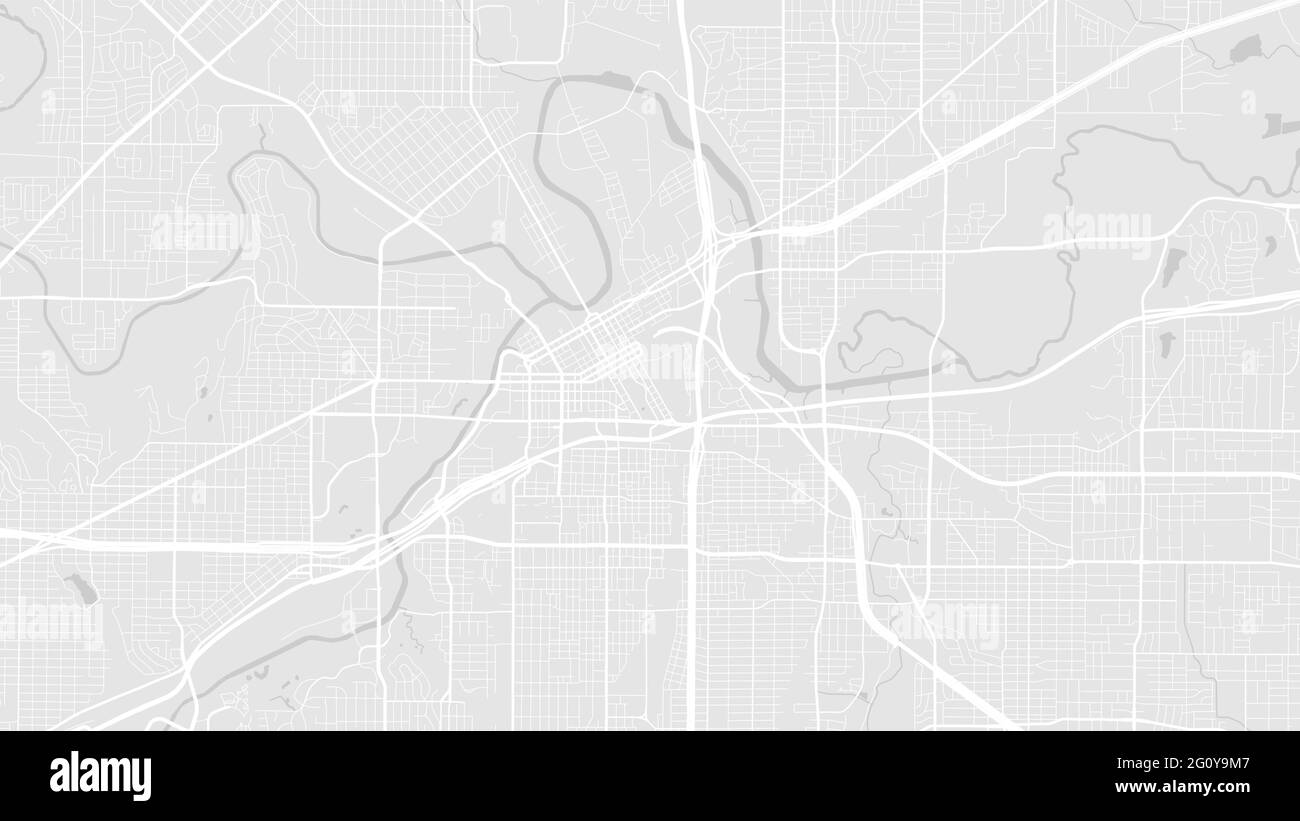 Hellgrau und weiß Fort Worth Stadtgebiet Vektor Hintergrund Karte, Straßen und Wasserkartographie Illustration. Breitbild-Anteil, digitale flache Design Stock Vektor