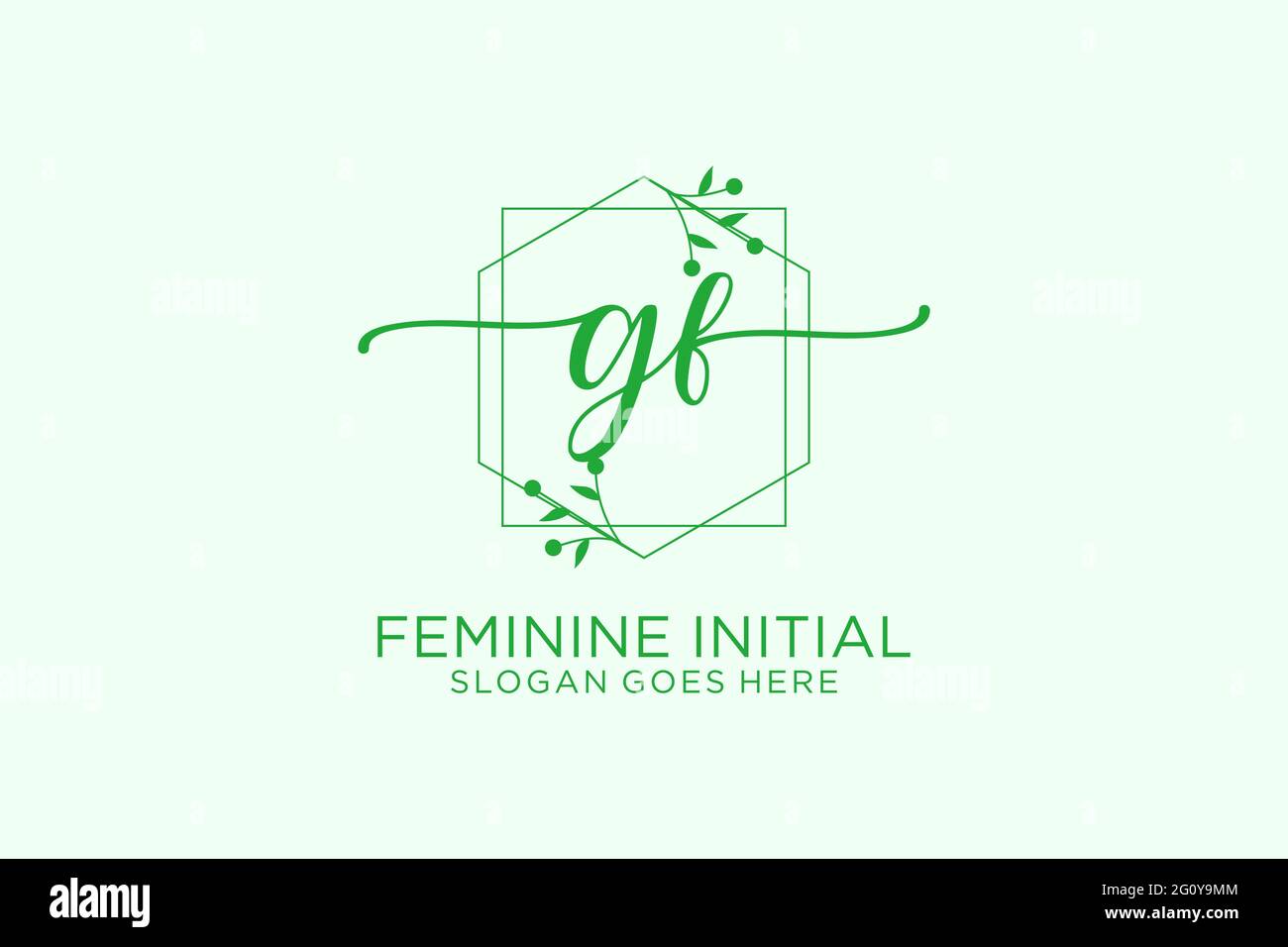 GF Beauty Monogramm und elegantes Logo Design Handschrift Logo der ersten Unterschrift, Hochzeit, Mode, Blumen und botanische mit kreativen Vorlage. Stock Vektor