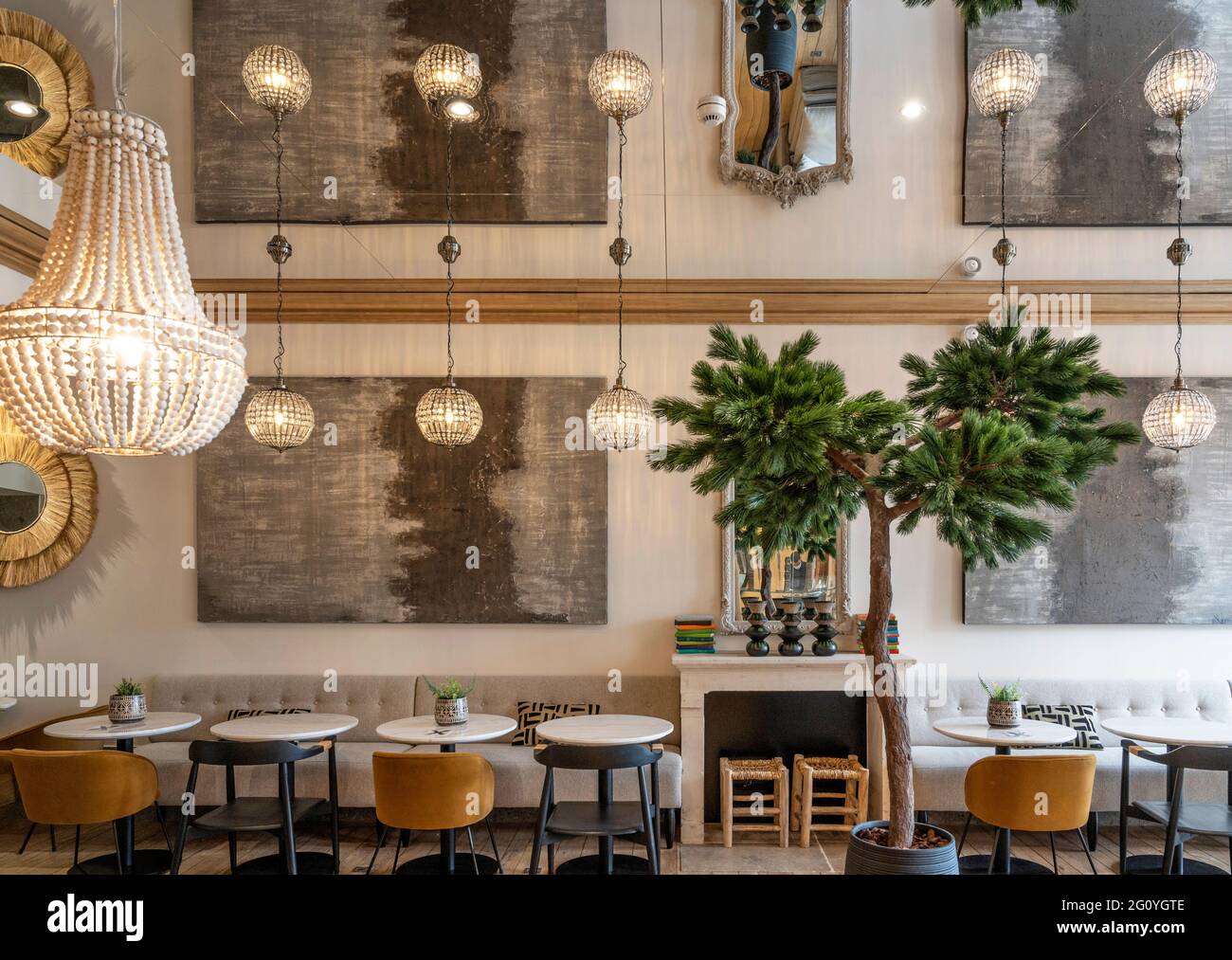 Das Hotelrestaurant des Boutique-Designhotels Maisons du Monde, Marseille Stockfoto