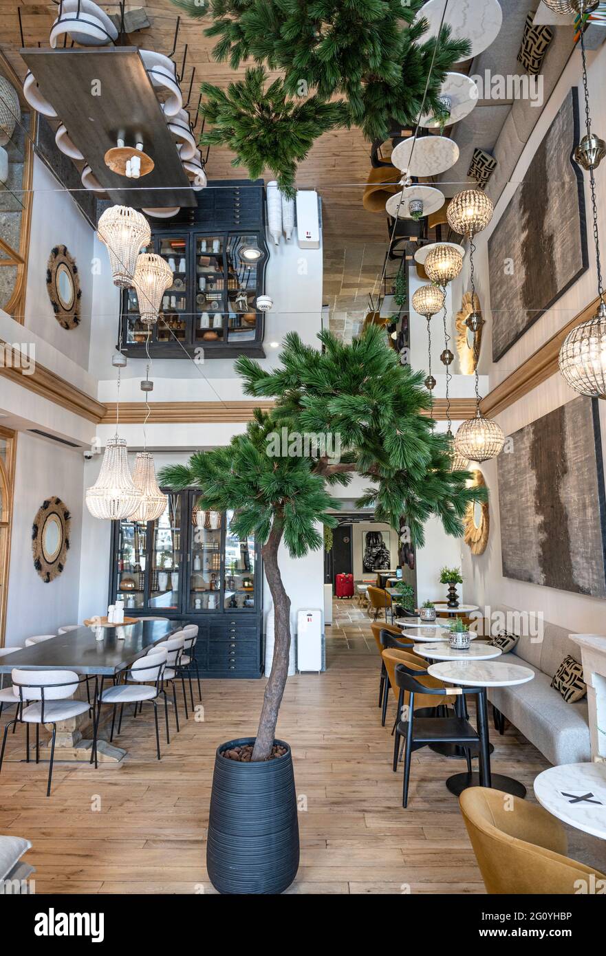 Das Hotelrestaurant des Boutique-Designhotels Maisons du Monde, Marseille Stockfoto