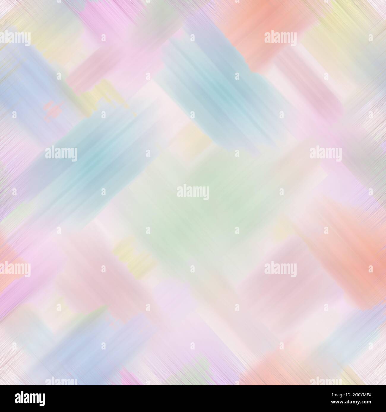 Mehrfarbiger abstrakter Hintergrund. Schablone mit digitaler Imitation von pastellrosa, blau, orange, grünen Pinselstrichen. Sanftes, zartes Frühlingsbild Stockfoto