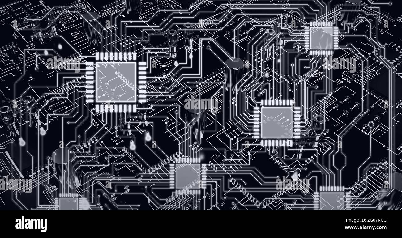 Zusammensetzung von Computerprozessor und Leiterplatte Stockfoto