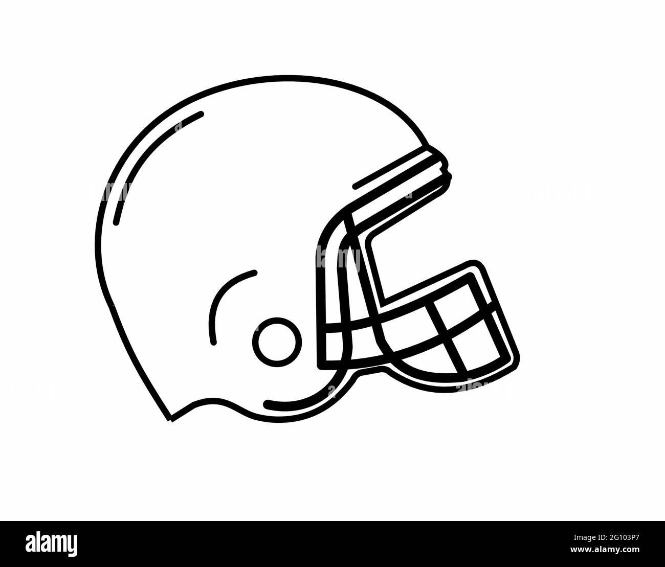 Ein american Football Helm Line Art Logo, Schild oder Symbol für Schilder, Apps oder Websites. Isolierte Vektorgrafiken Stock Vektor