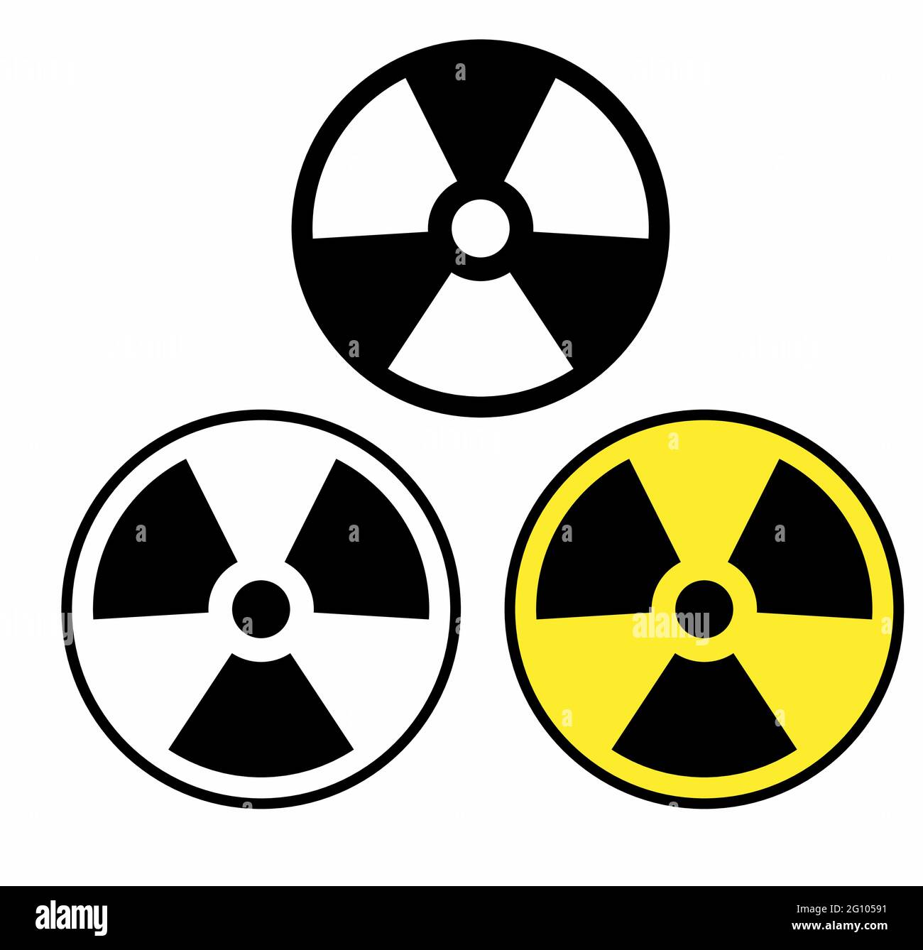 Strahlungszeichen in Farbe, schwarz-weiß isolierter Vektor für Schild, Logo, Apps oder Website Stock Vektor