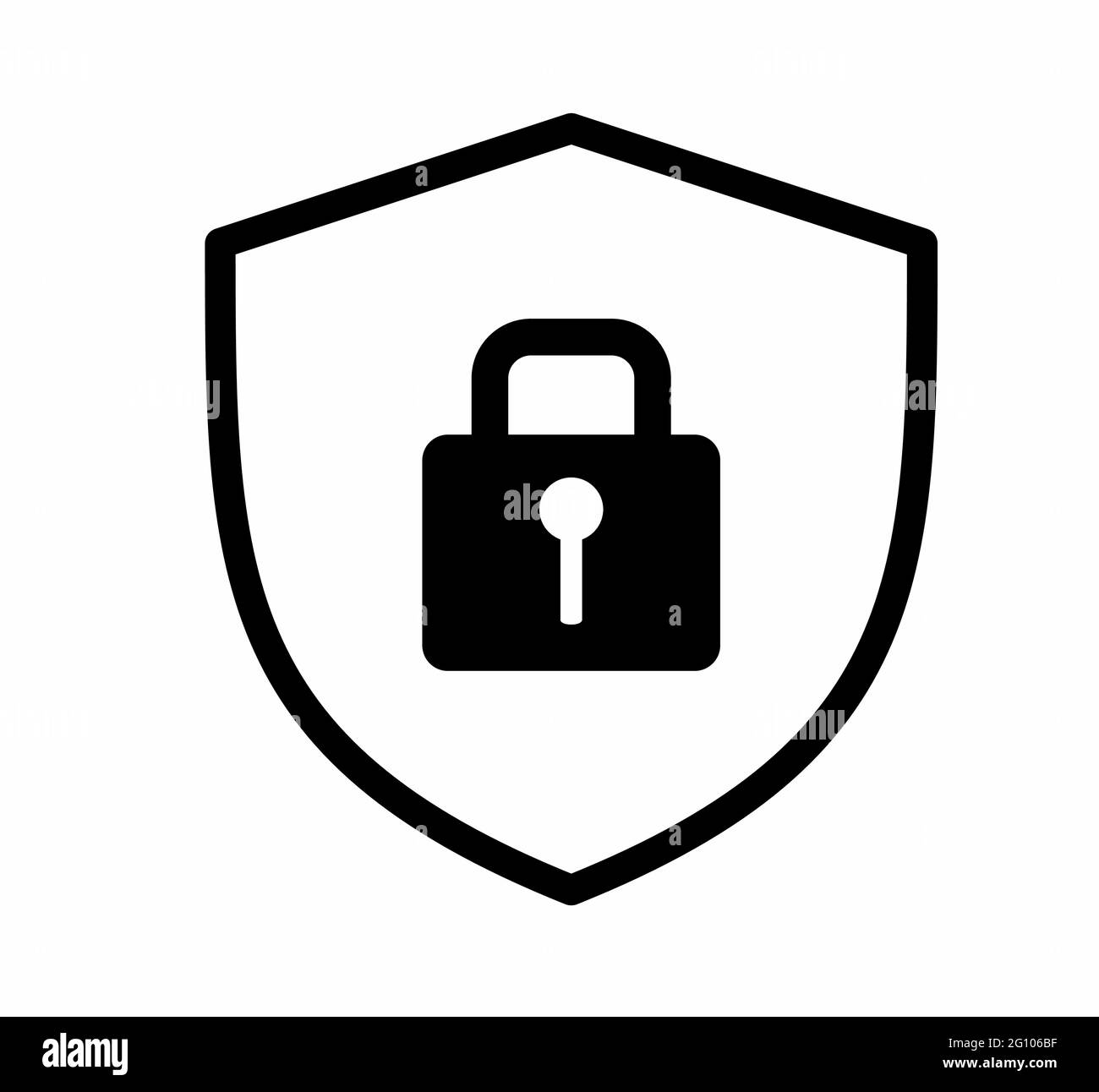 Schutzschild oder Virenschutzschloss lin Art-Symbol, Zeichen, Logo-Vektor für Apps und Websites Stock Vektor