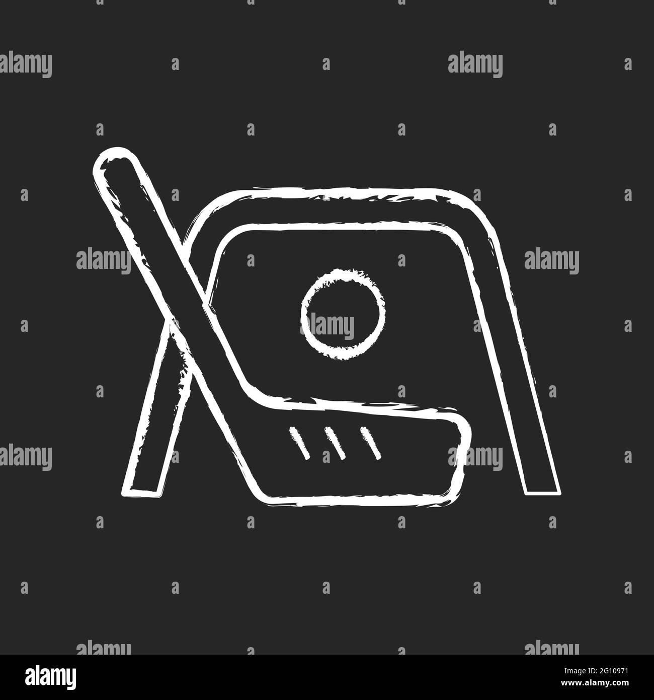 Weißes Bodenhockey-Symbol mit Kreide auf dunklem Hintergrund Stock Vektor