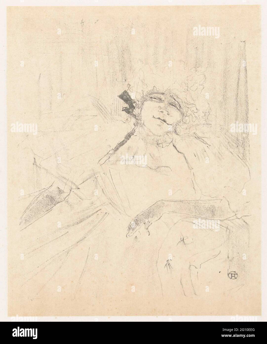 Portret van Yvette Guilbert im Sessel Op Toneel; Yvette Guilbert (altes Lied); Yvette Guilbert: Englische Serie. Stockfoto