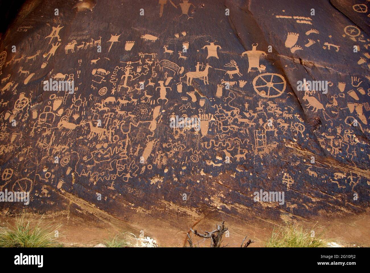 Zeitung Rock Petroglyphen, an US191, Needles State Park, Canyonlands National Park, Utah, USA Stockfoto