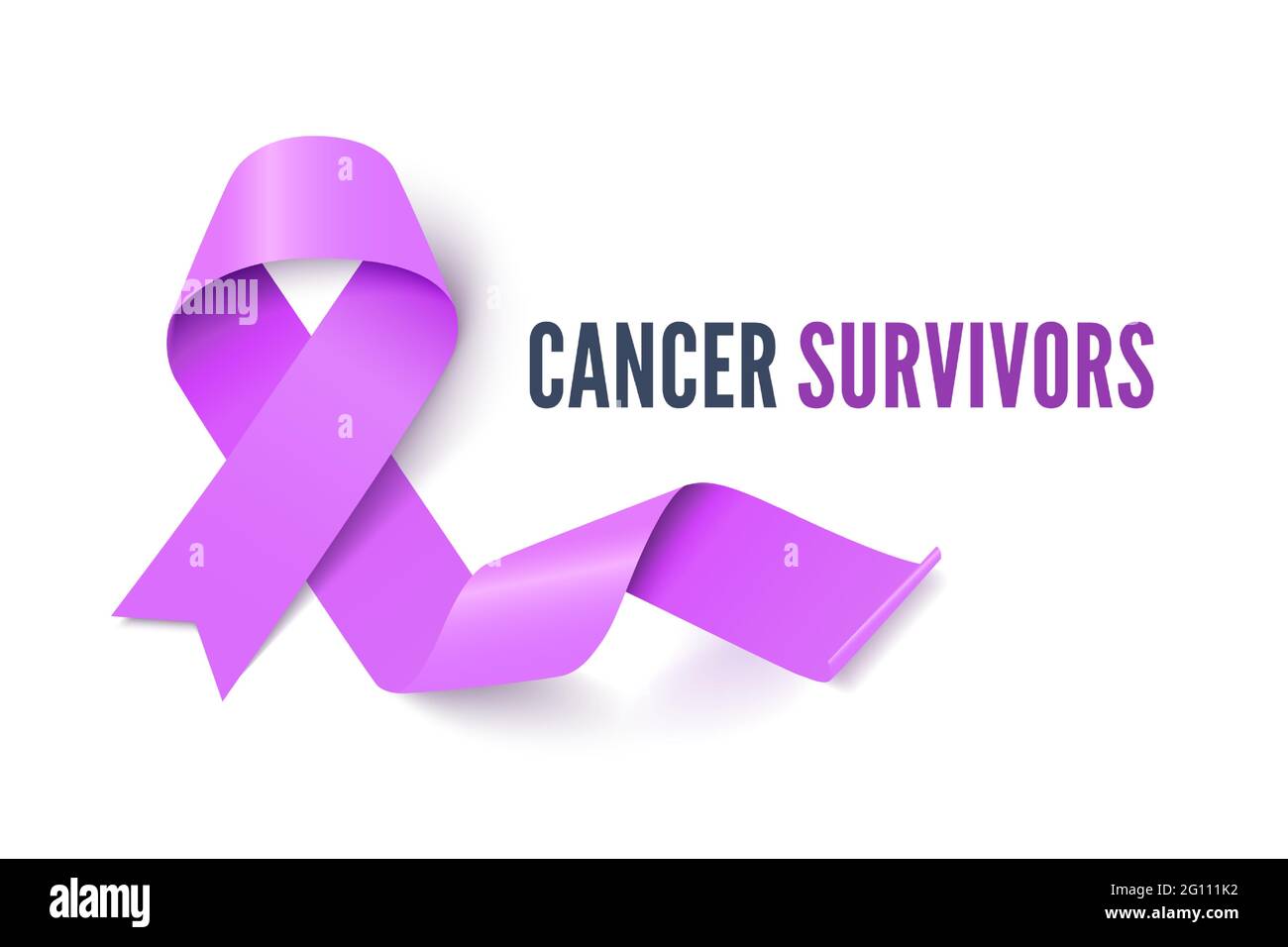 Banner zum Tag der Sensibilisierung für Krebserkrankungen. Realistisches Vektor Lavendel Bewusstsein Band Stock Vektor