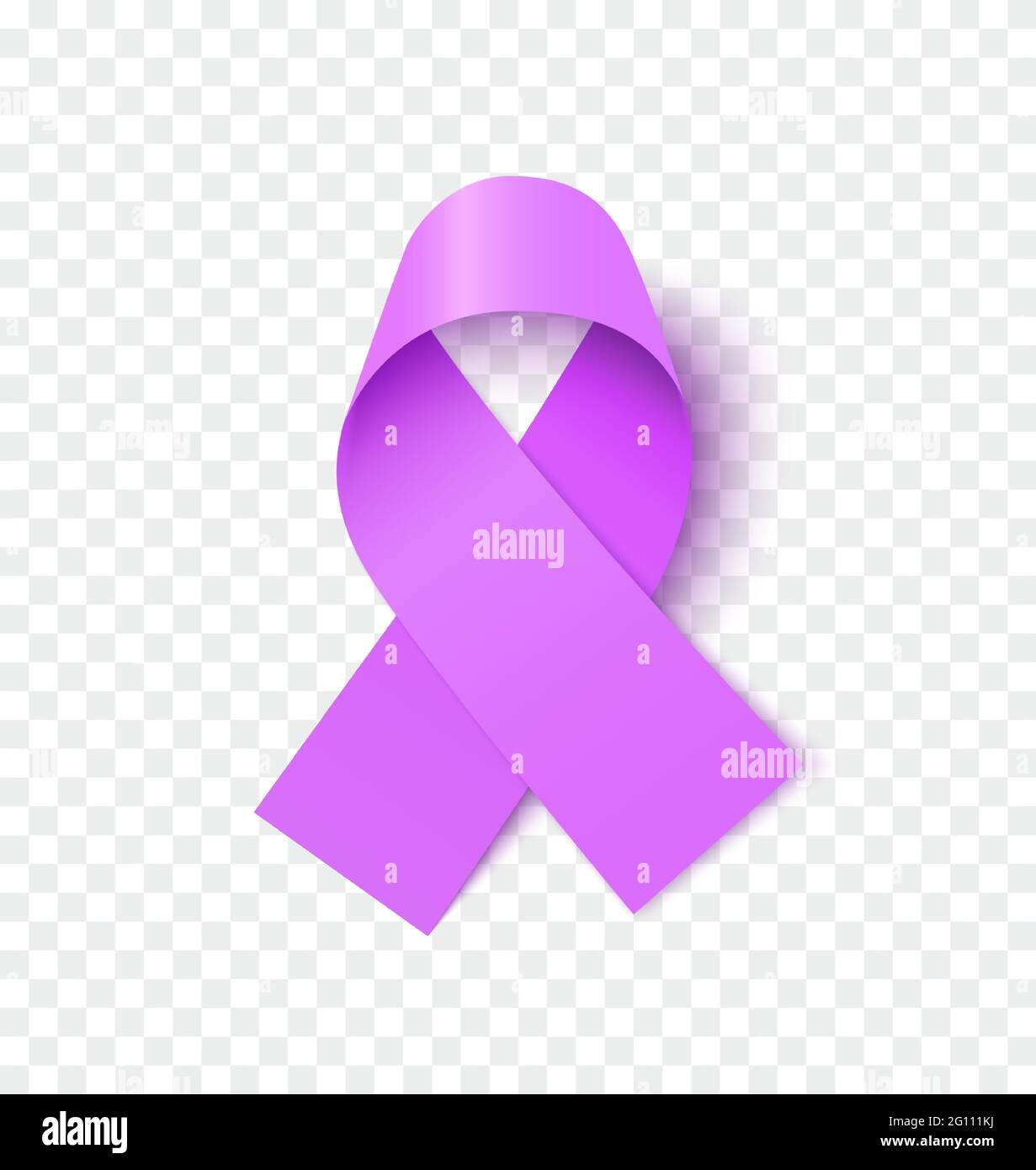 Cancer Survivors Awareness Ribbon Vector isoliert auf transparentem Hintergrund. Realistisches Vektor-Awareness Lavendelband Stock Vektor