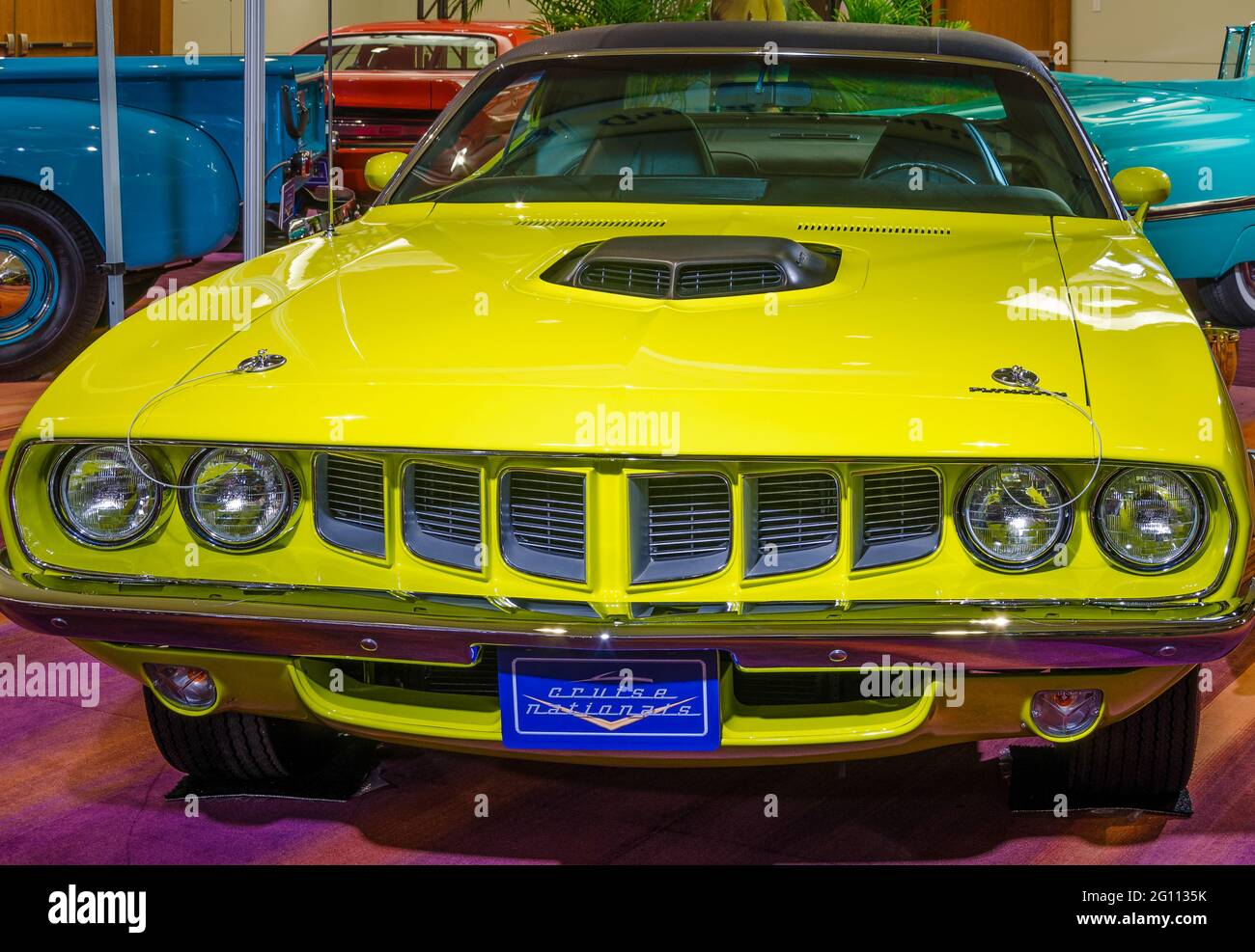 1971 Plymouth Cuda während der Toronto International Auto Show 2013. Die Show kommt 40 auf 2013 Jahre. Stockfoto