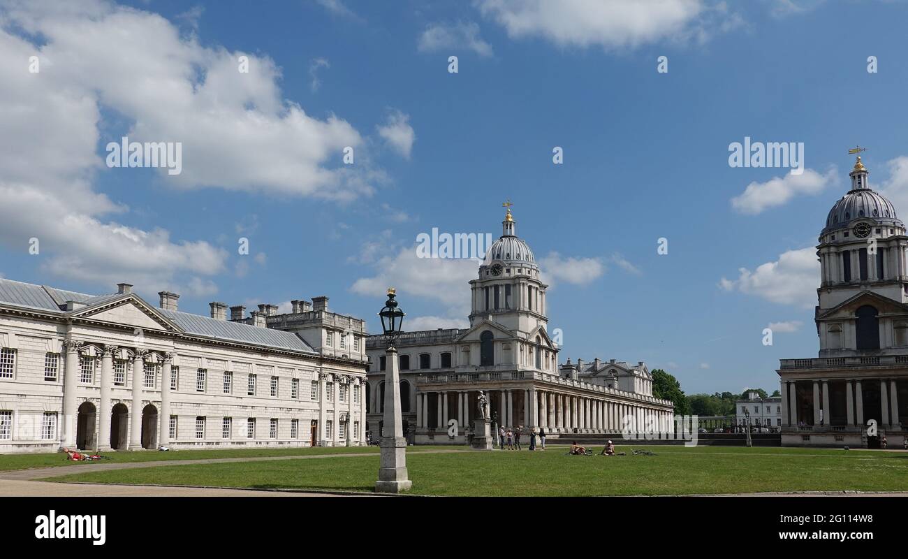 Greenwich Naval College, London, 2021. Das Old Royal Naval College ist das architektonische Herzstück von Maritime Greenwich, einem Weltkulturerbe in G Stockfoto