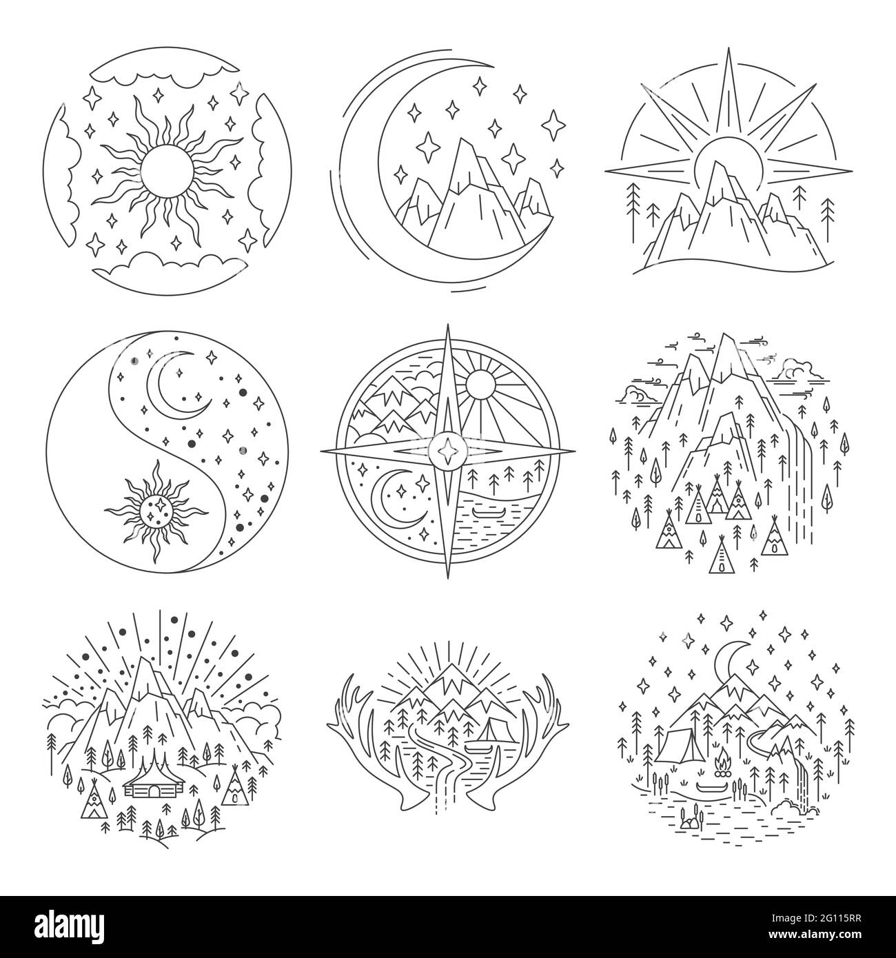 Nature Line Banner-Set Stock Vektor