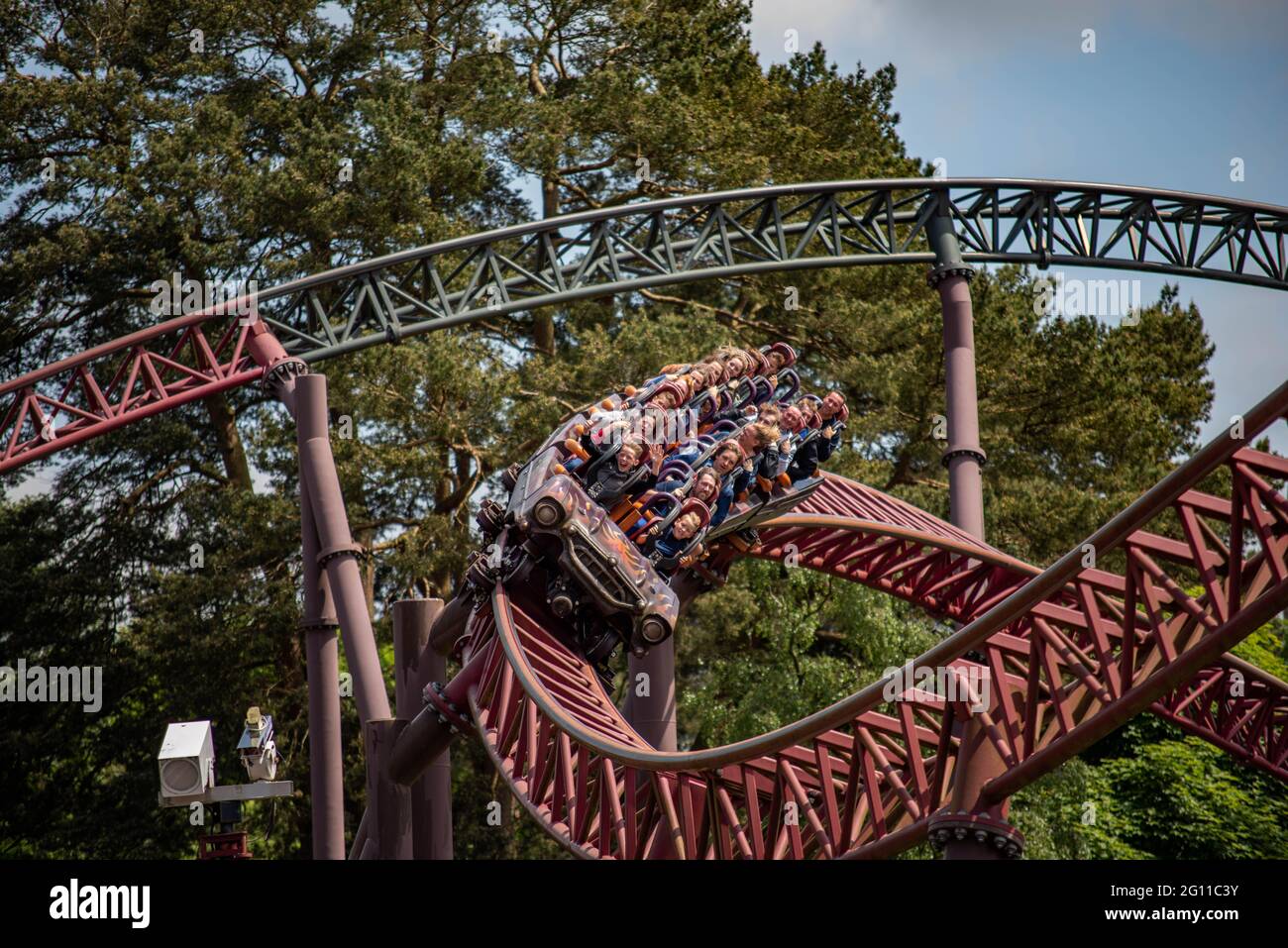 RITA Rollercoaster bei Alton Towers, AKA The Alton Towers Intamin Rocket Stockfoto